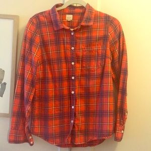 J Crew Size S Orange Flannel Button Down